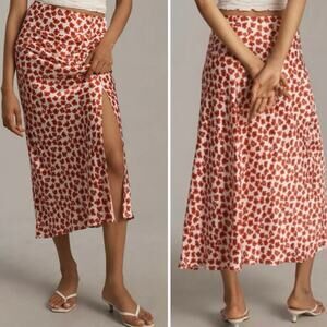 NWT Anthropologie Mel Ruched Side-Slit Midi Skirt